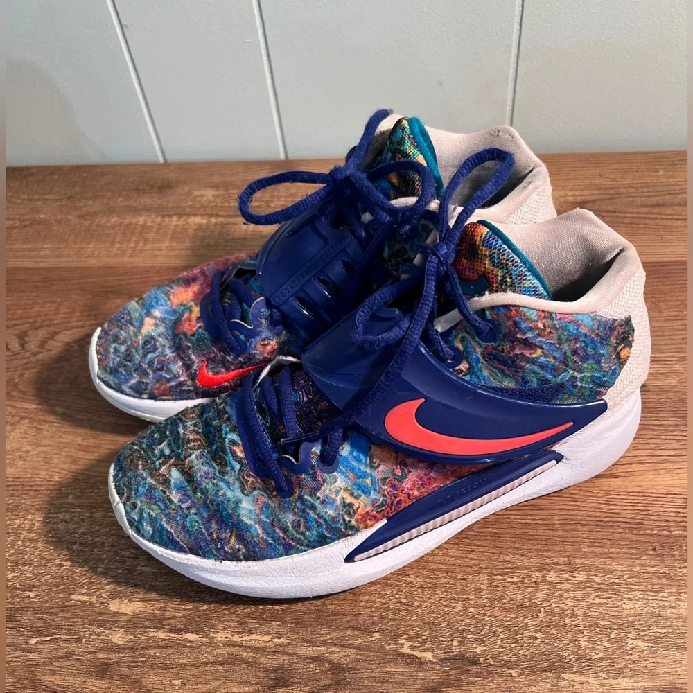 Nike KD 14 Psychedelic Men’s Basketball Shoes Deep Royal Blue/Pale Coral/Coconut - Picture 5 of 16
